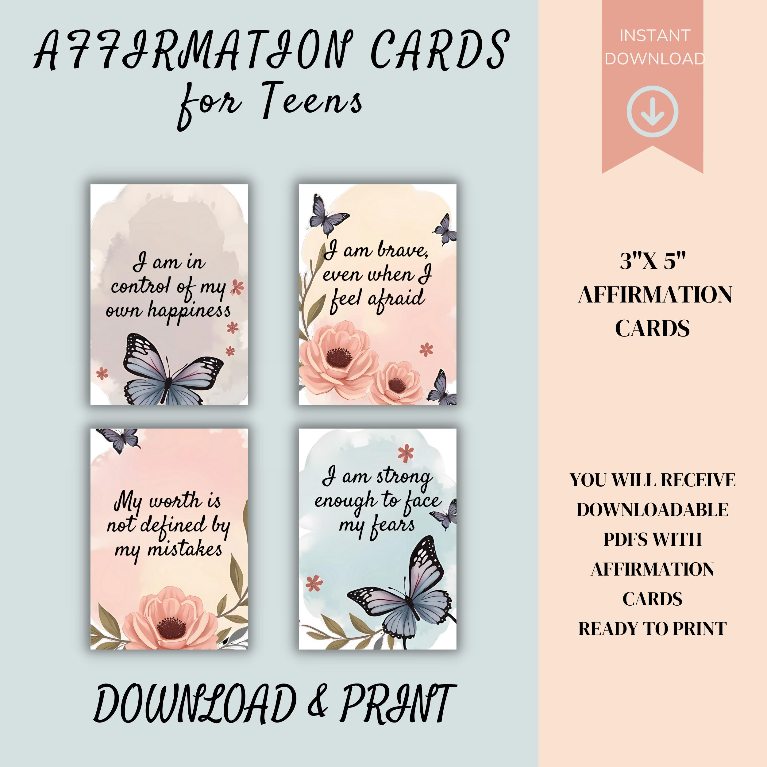 Printable Positive Affirmation Cards for Teens | Daily Motivational ...