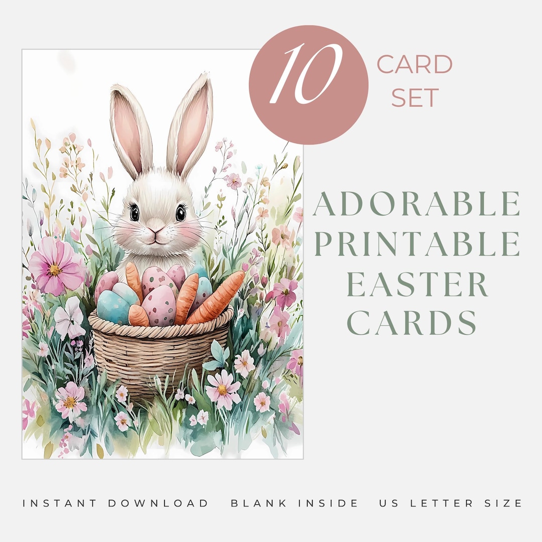 Printable Easter Card Set | Pastel Easter Stationery | Spring Floral ...