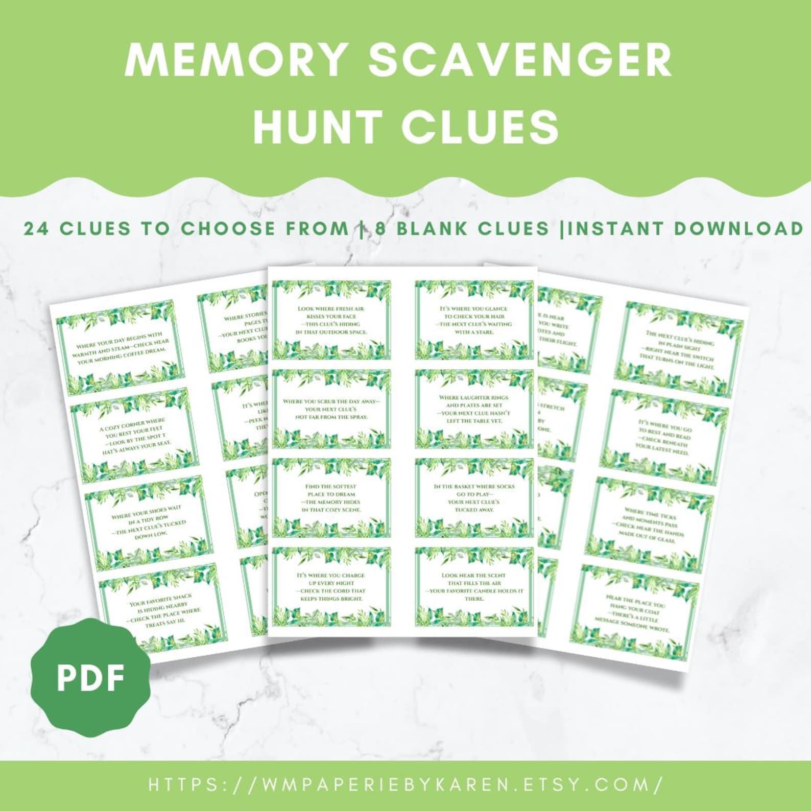 Printable Memory Scavenger Hunt | DIY Surprise Game | DIY Family ...