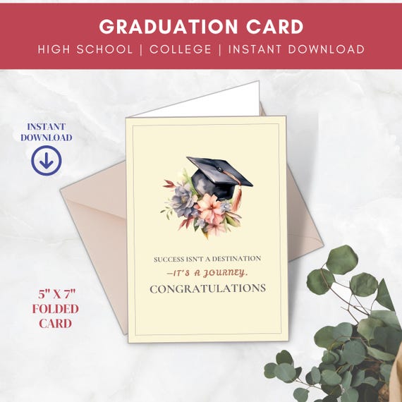 what's a grad card Graduation Cap Card: Life is Journey for High School & College Grads, Perfect Gift for Granddaughter or Daughter Middle School Graduate Card, Graduation