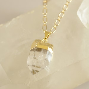 Gold Capped Clear Quartz Crystal, Quartz Necklace, Crystal Necklace, Quartz Jewelry, Quartz Crystal, Unique Jewelry, Crystal Power Necklace