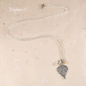 SALE - Silver Aspen Leaf Statment Necklace With Prehnite and Citrine On Long Silver Chain, Jewelry For Women, Charm, Nature