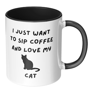 Sip Coffee and Love My Cat Mug - Feline Lover Gift