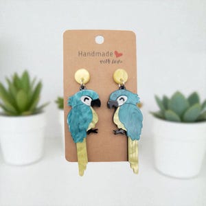 Parrot Earrings, Tropical Earrings, Bird Earrings