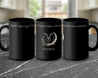 Taurus Astrology Mug, Zodiac Sign Mug, Horoscope Gift Idea, Celestial Decor Mug, Taurus Birthday Present, Star Sign Coffee Mug