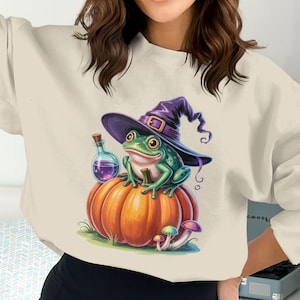 Witch Frog Png, Pumpkin Png, Halloween Png, Frog Clipart, Digital Download Png, Witch Hat Frog, Cute Frog Design