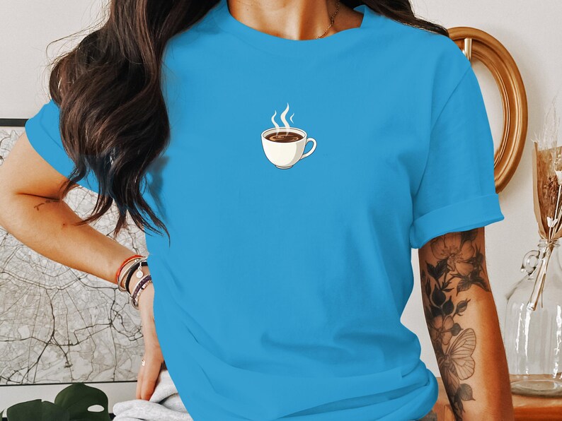 Coffee Cup Graphic Tee, Cute Coffee Lover Gift, Funny Coffee T-shirt, Morning Coffee Shirt, Unique Graphic Tee, Coffee Enthusiast Gift image 4