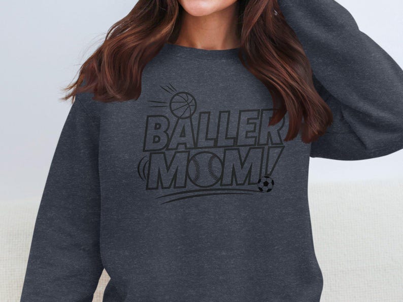 Baller Mom Basketball Baseball Soccer Sports Mom T-Shirt Sweatshirt Gift for Athletic Moms Sports Mom Graphic Tee image 5