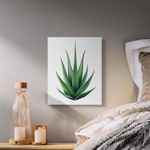 Agave Plant Canvas Art, Succulent Wall Decor, Nature Themed Artwork, Green Plant Print, Botanical Home Decoration, Cactus Art Print