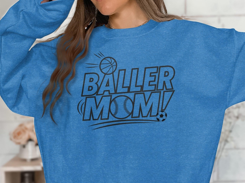 Baller Mom Basketball Baseball Soccer Sports Mom T-Shirt Sweatshirt Gift for Athletic Moms Sports Mom Graphic Tee image 4
