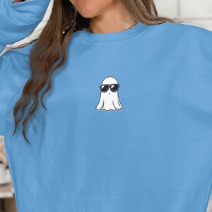 Cool Ghost Sweatshirt, Halloween Cute Ghost Sweatshirt, Spooky Season Sweatshirt, Funny Ghost with Sunglasses Sweatshirt, Ghost Outfit