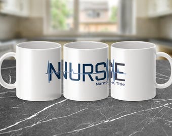 Taza de enfermera personalizable, regalo de enfermera, regalo para trabajador de la salud, taza de café de enfermera personalizada, taza con texto personalizado, regalo de agradecimiento para enfermeras