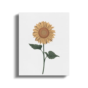 Sunflower Canvas Art, Sunflower Wall Decor, Botanical Canvas Print, Sunflower Painting Print, Floral Wall Art, Nature-inspired Decor, Home
