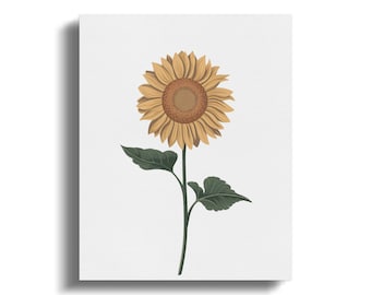 Arte en lienzo de girasoles, decoración de pared de girasoles, impresión botánica en lienzo, impresión de pintura de girasoles, arte floral de pared, decoración inspirada en la naturaleza, hogar
