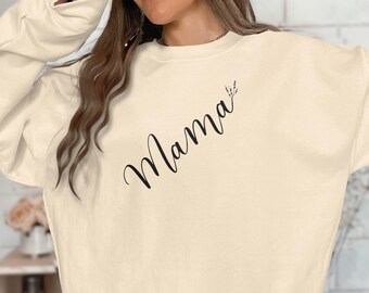 Moletom Mama, Gola redonda aconchegante Mama, Presente para a mãe, Moletom para o dia das mães, Pulôver fofo Mama, Moletom com capuz Mama, Camiseta gráfica Mama