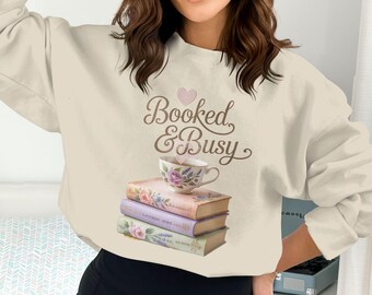 Booked and Busy Png, Books Png, Tea Cup Png, Book Lover Png, Floral Books, Sublimation Png, Digital Download Png
