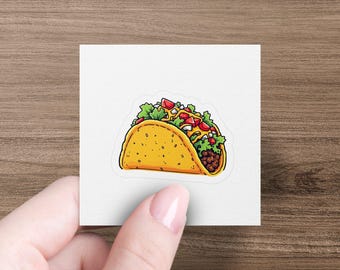 Pegatina de taco, divertida para amantes de la comida, de comida mexicana, de martes de tacos, de vinilo para portátil, para botella de agua y para agenda.
