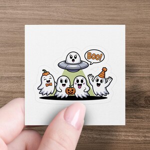 Cute Cartoon Ghosts Halloween Sticker Pack, Fun Spooky Ghost Stickers for Halloween, Kids Friendly Halloween Stickers, Ghost Party Decor