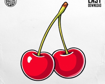 Cherry Png, Cherries Clipart, Fruit Png, Red Cherry, Sweet Cherry, Sublimation Png, Digital Download Png