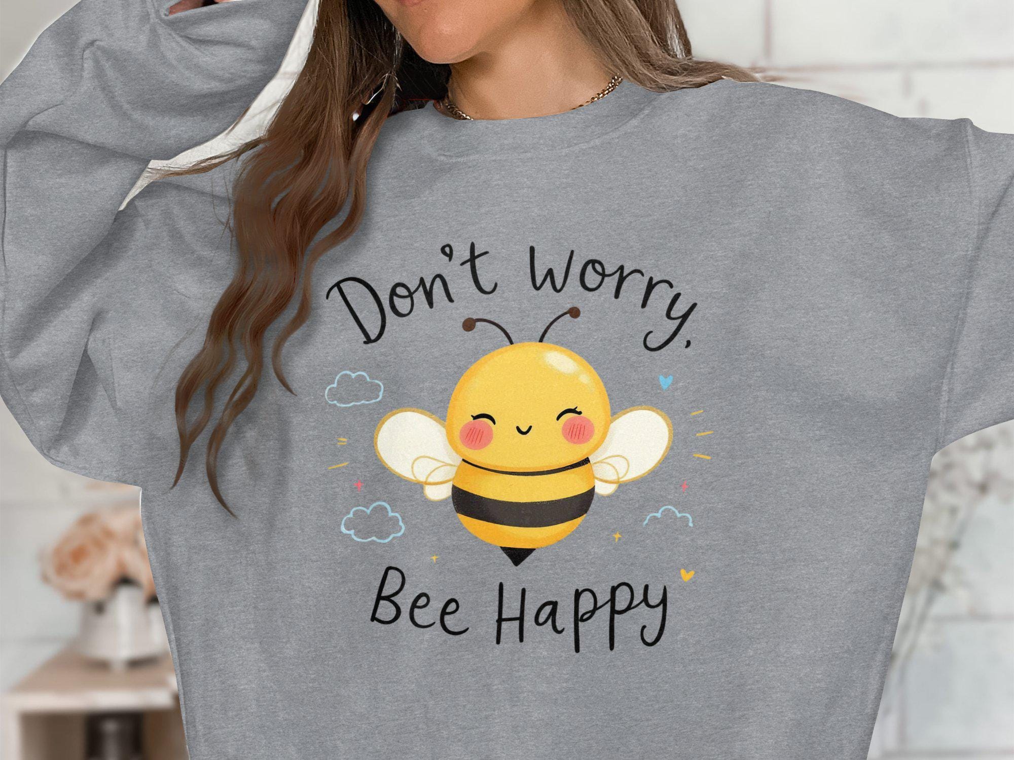 Cute Bee Happy T-shirt, Don't Worry Bee Happy Graphic Tee
