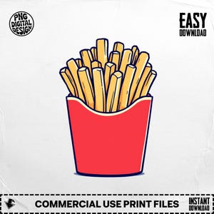 French Fries PNG, Fries Clipart, Food Png, Fast Food Png, Cartoon Fries, Sublimation Png, Digital Download
