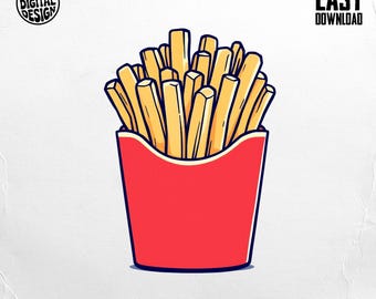 French Fries PNG, Fries Clipart, Food Png, Fast Food Png, Cartoon Fries, Sublimation Png, Digital Download