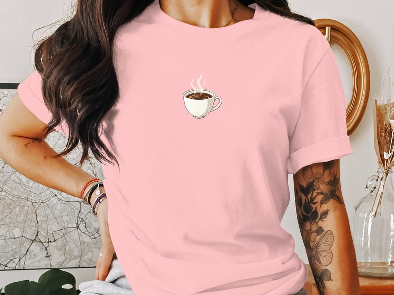 Coffee Cup Graphic Tee, Cute Coffee Lover Gift, Funny Coffee T-shirt, Morning Coffee Shirt, Unique Graphic Tee, Coffee Enthusiast Gift image 7