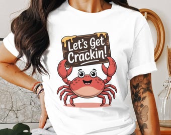Crab Png, Lets Get Crackin Png, Cute Crab, Funny Crab, Ocean Png, Seafood Png, Cartoon Crab, Digital Download Png