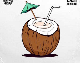 Coconut Drink Png, Summer Vibes Png, Tropical Clipart, Vacation Png, Cocktail Png, Digital Download Png, Drink Png, Beach Png