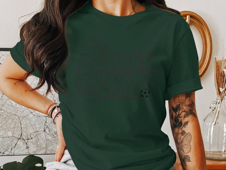 Baller Mom Basketball Baseball Soccer Sports Mom T-Shirt Sweatshirt Gift for Athletic Moms Sports Mom Graphic Tee image 10