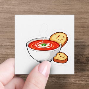 Cute Tomato Soup Sticker, Fun Soup Lover Gift, Adorable Food Illustration Sticker, Perfect for Laptops and Water Bottles, Personalized