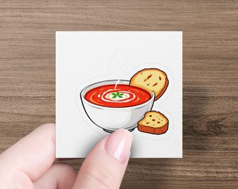 Cute Tomato Soup Sticker, Fun Soup Lover Gift, Adorable Food Illustration Sticker, Perfect for Laptops and Water Bottles, Personalized