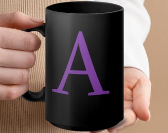 Elegante taza con monograma inicial, taza de café personalizada con inicial, regalo personalizable con monograma, taza única con letra inicial personalizada