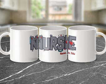 Taza de enfermera personalizada, regalo para enfermeras, taza personalizada para graduación de enfermera, regalo de agradecimiento para enfermeras, taza con texto personalizable, vida de enfermera