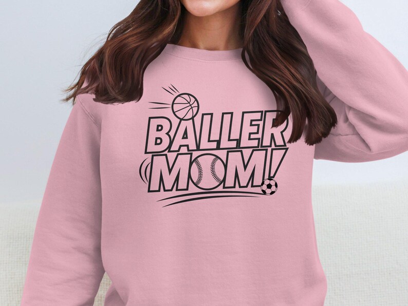 Baller Mom Basketball Baseball Soccer Sports Mom T-Shirt Sweatshirt Gift for Athletic Moms Sports Mom Graphic Tee image 6