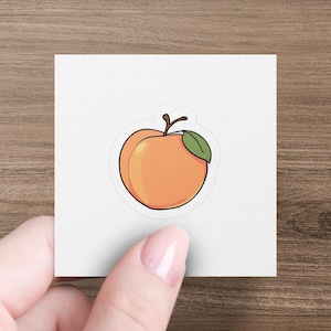 Cute Peach Fruit Sticker, Kawaii Peach Illustration, Vinyl Peach Sticker, Durable Waterproof Decal, Fruit Themed Sticker, Laptop Sticker