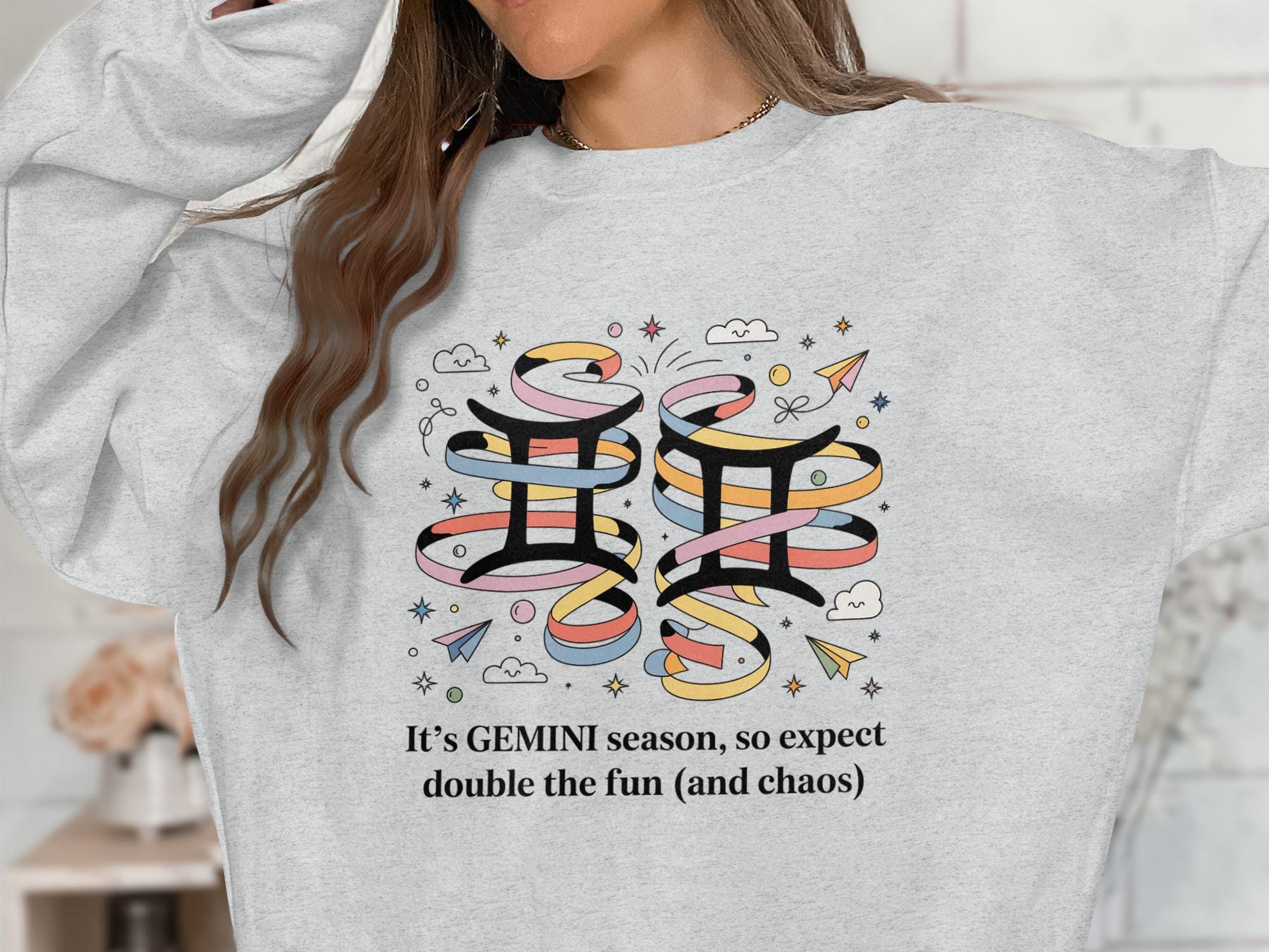 Gemini Season Double Fun T Shirt, Zodiac Gemini Graphic Sweatshirt