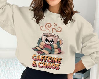 Caffeine Chaos Png, Coffee Png, Scarf Png, Coffee Cup Png, Digital Download, Cute Coffee Png, Cartoon Png, Coffee Lover Png