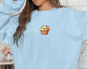 Cute Blueberry Muffin Graphic Tee, Fun Foodie T-Shirt, Unique Dessert Lover Shirt, Quirky Bakery Design Top, Trendy Snack Apparel