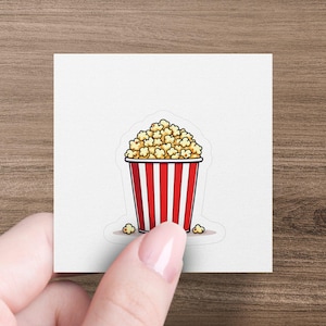 Popcorn Sticker, Movie Night Sticker, Cute Popcorn Decal, Fun Cinema Sticker, Popcorn Carton Sticker, Snack Time Sticker