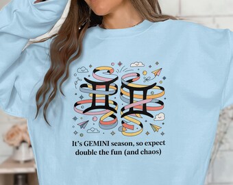 ち*わ様 60s mayo spruce zodiac Gemini sweat Gemini Season Double Fun T Shirt, Zodiac Gemini Graphic Sweatshirt