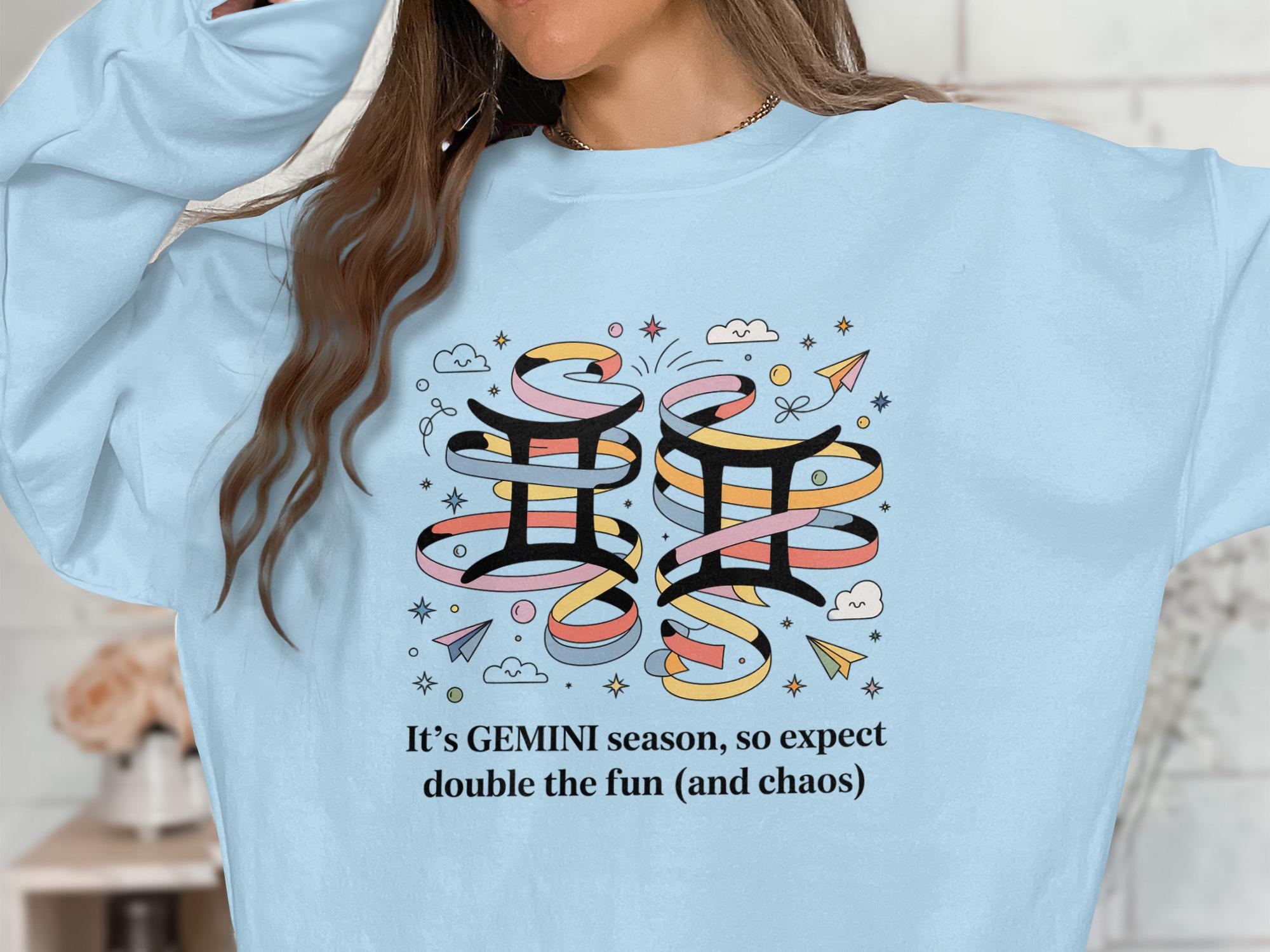 Gemini Season Double Fun T Shirt, Zodiac Gemini Graphic Sweatshirt