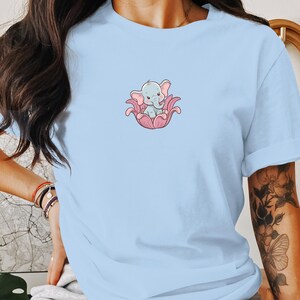 Cute Elephant in Flower Graphic Tee, Adorable Baby Elephant T-Shirt, Sweet Animal Lover Sweatshirt, Kids Gift Clothing