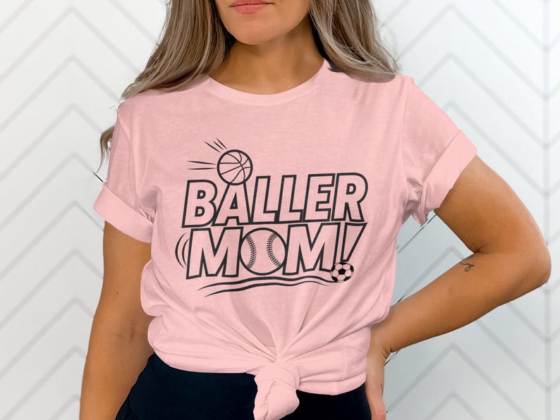 Baller Mom Basketball Baseball Soccer Sports Mom T-Shirt Sweatshirt Gift for Athletic Moms Sports Mom Graphic Tee image 9