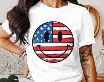American Flag Smiley, Patriotic Smiley Png, USA Flag Png, 4th of July Png, Independence Day, Digital Download Png, Digital