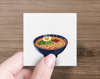 Ramen Aufkleber, süßes Essen Aufkleber, japanische Nudelkunst, Kawaii Ramen Aufkleber, lustiges Essen Illustration, Anime Suppe Aufkleber, Vinyl Ramen Dekor