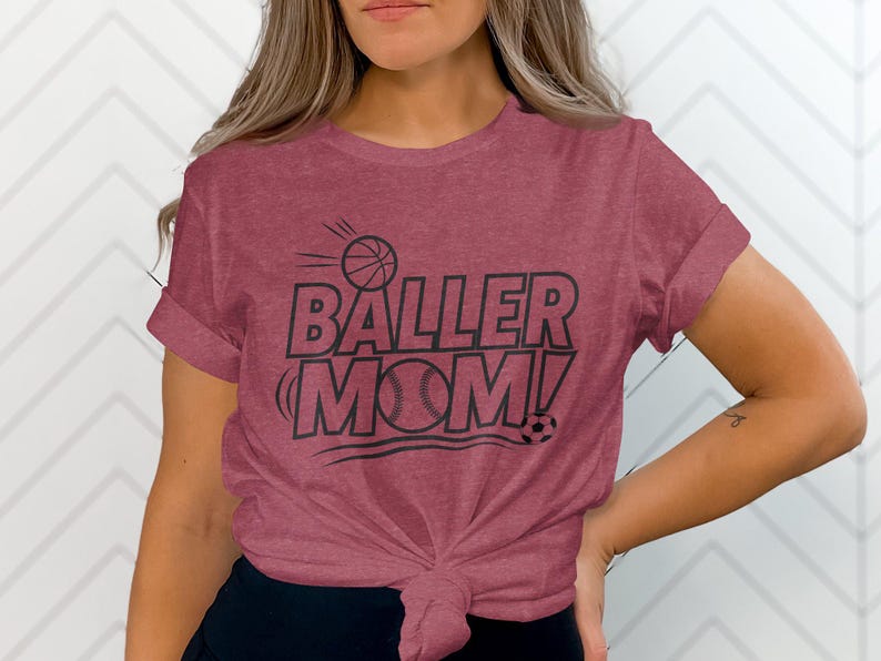 Baller Mom Basketball Baseball Soccer Sports Mom T-Shirt Sweatshirt Gift for Athletic Moms Sports Mom Graphic Tee image 8