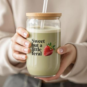 Sweet But A Little Feral Tumbler, Cute Strawberry Tumbler, Funny Quote Tumbler, Strawberry Themed Drinkware, Gift for Strawberry Lovers