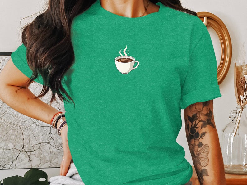 Coffee Cup Graphic Tee, Cute Coffee Lover Gift, Funny Coffee T-shirt, Morning Coffee Shirt, Unique Graphic Tee, Coffee Enthusiast Gift image 3