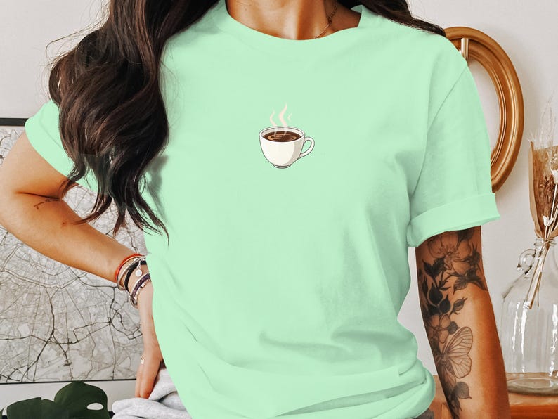 Coffee Cup Graphic Tee, Cute Coffee Lover Gift, Funny Coffee T-shirt, Morning Coffee Shirt, Unique Graphic Tee, Coffee Enthusiast Gift image 5